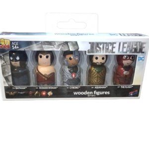 Pin Mate Wood Figures DC Justice League Batman Wonder Woman Aquaman Flash Cyborg